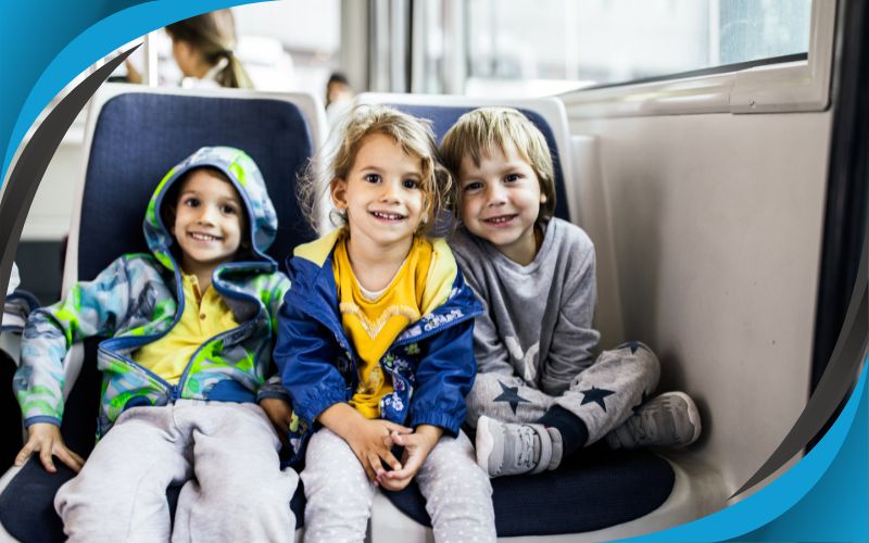 Small children about to board the coach, budget-Friendly coach hire, May 2024, Australia